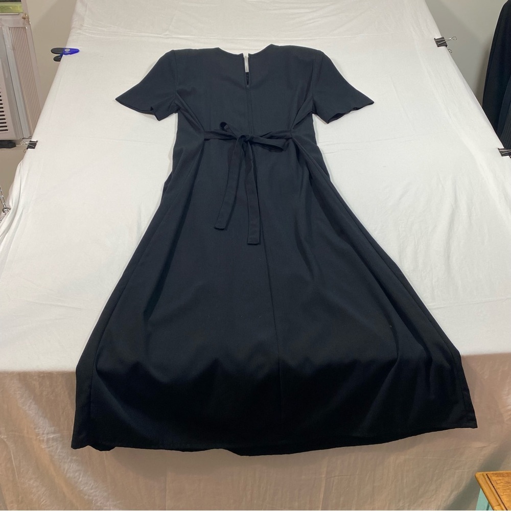 Vintage Kathie Lee Maxi Dress Black Pleated Bodice Decorative Animal Buttons - Picture 15 of 15
